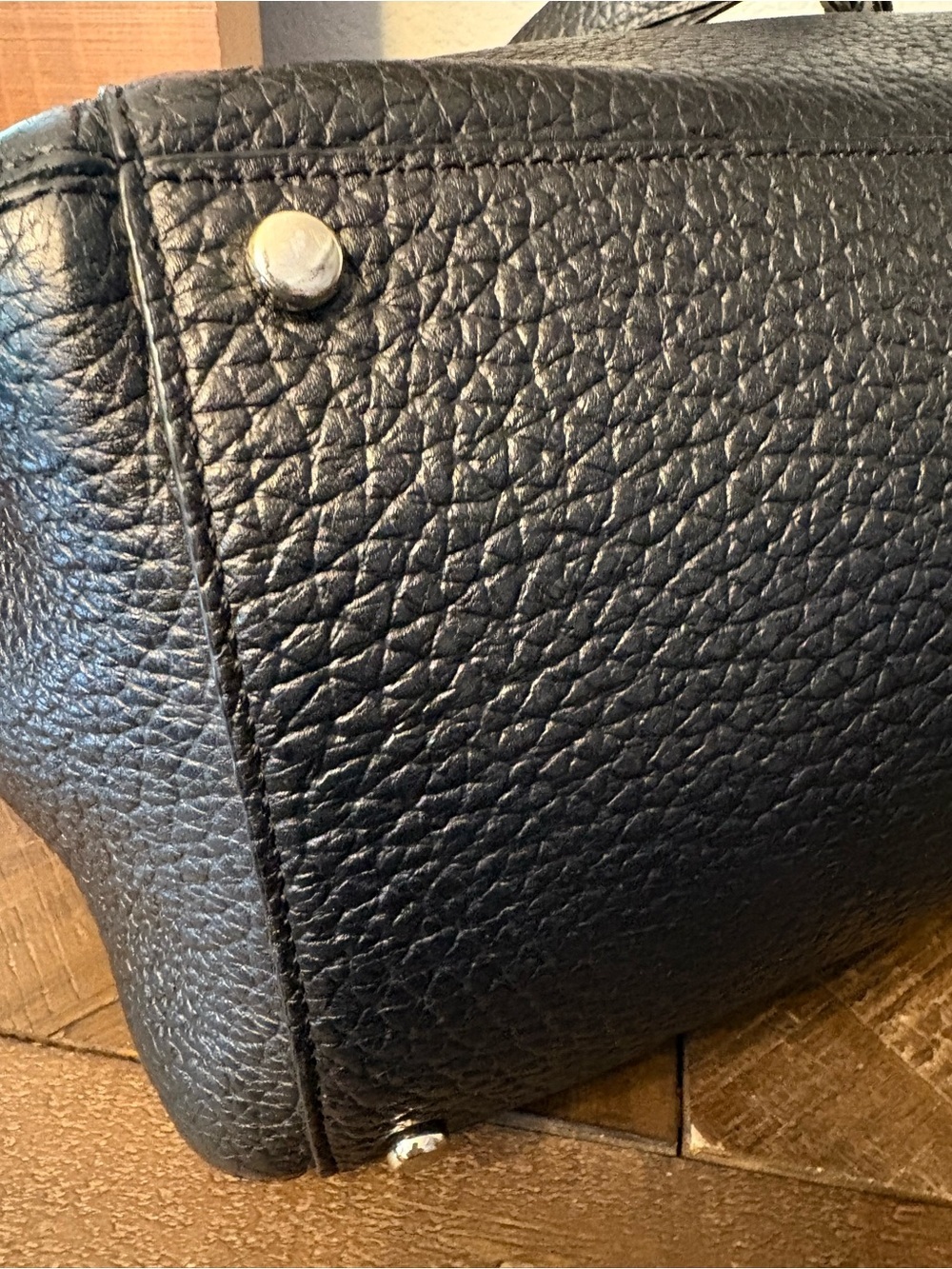 👛❤️Kate Spade New York Black Pebbled Leather Turnlock Tote Shoulder Bag Large - Picture 8 of 10